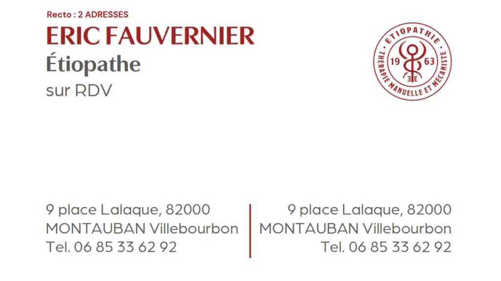 Cartes de visite - 2 adresses de cabinet